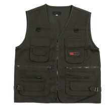 (3XL) Fischweste mit Taschen atmungsaktiv taktisch grün 2XL