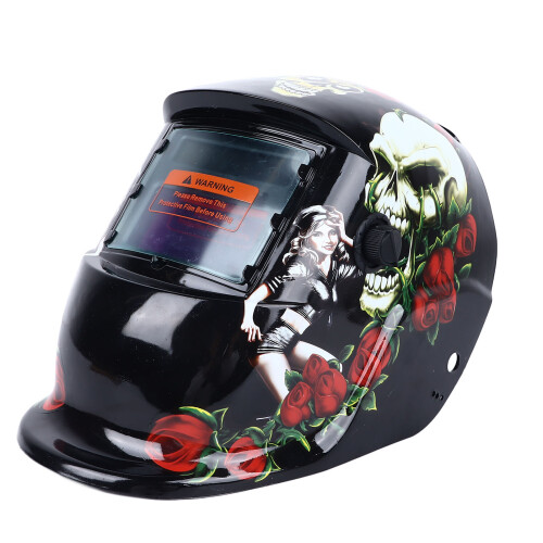 Solarbetriebener Schweißhelm, große Sicht, einstellbar, Schwarz 2