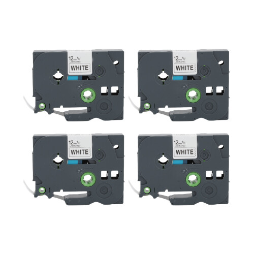 4Pcs 12mm Waterproof Black on White Label Tape Refill