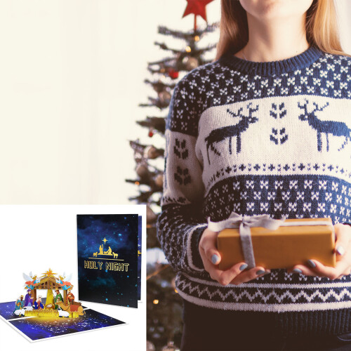Exquisite 3D-Weihnachtskarten, Grußkarte zur Heiligen Nacht, 1