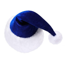 Plush Christmas Santa Hat with White Brim for Holiday-Navy Blue