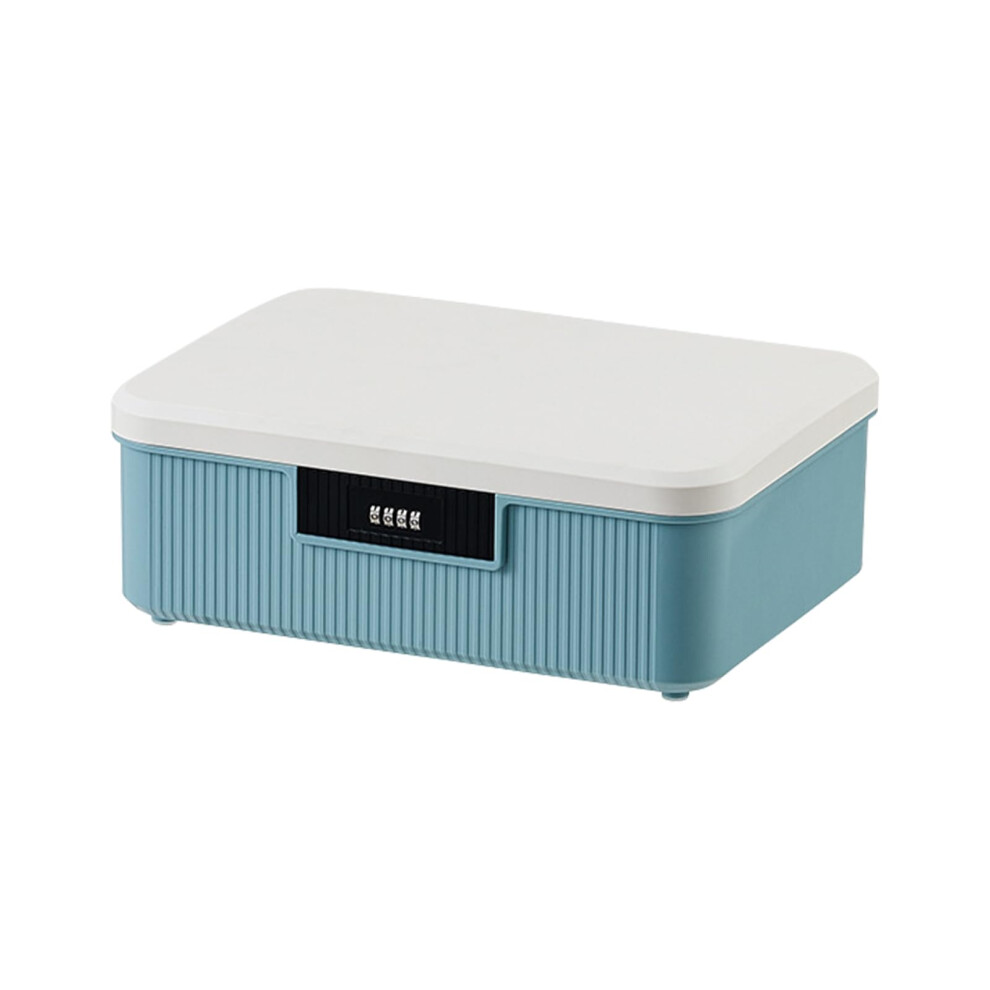 Lockable Storage Box ABS Material, 2-Layer Medication Storage, Medicine Organizer Box, Code-Locked Box, Blue 16L