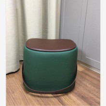 Leather Ottoman Footstool Saddle-Shaped Upholstered Footrest Living Room and Entryway Couch and Chair