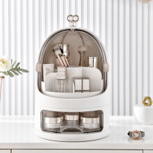 Freestanding Large Rotating Makeup Organizer, White