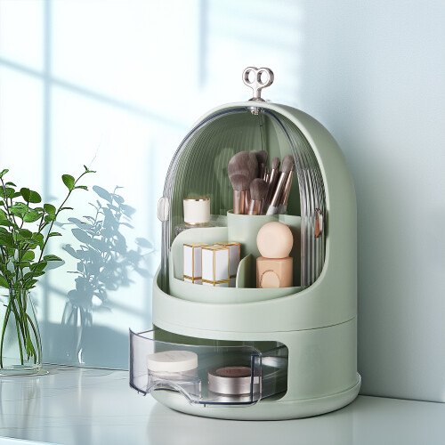 Living And Home Freestanding Large Rotating Makeup Organizer, Green 1