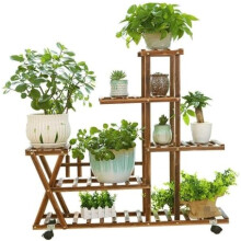 Plant Stand Upgrade 5-Tier Wooden Plant Shelf For Bonsai Display, Multi-Plant Shelves, Yard Garden Patio Balcony