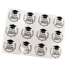 120 Count Gold Foil Graduation Hat Sticker-Transparent black