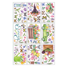 9 Sheets Spring Themed PVC Window Sticker Tulips Butterfly