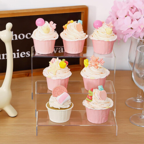 Pack of 5 Acrylic Display Risers Stand for Cupcake Figures and 1