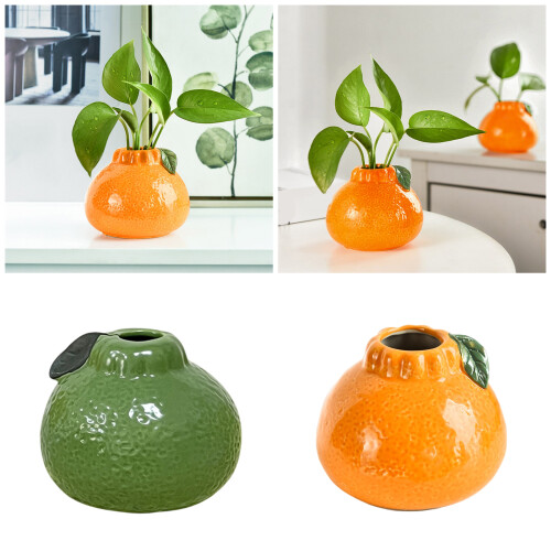 Ceramic Vases Orange Shaped Flower Vases Modern-green 2