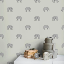 Kids Sage Elephant Wallpaper Smooth Feature Wall