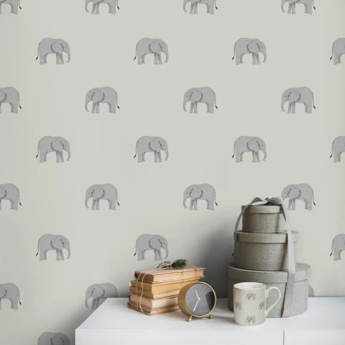 Muriva Kids Sage Elephant Wallpaper Smooth Feature Wall