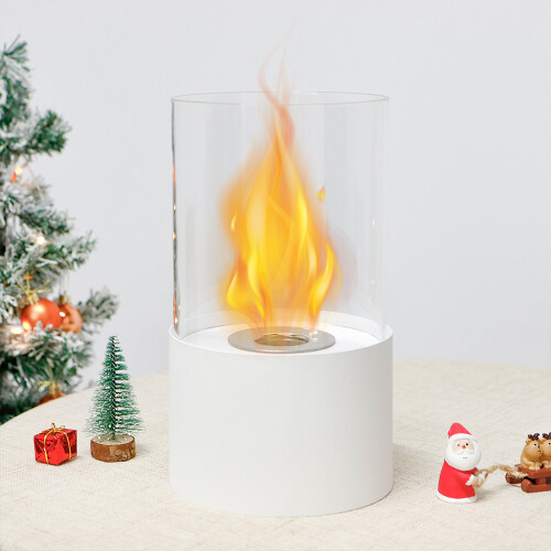 Fire Bowl Bio Ethanol Fireplace Fire Pit White 1