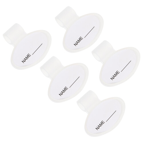 5Pcs White Plastic Stethoscope Name Tag Dual-Sided Id Clip Lightweight