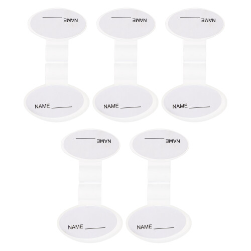 5Pcs White Plastic Stethoscope Name Tag Dual-Sided Id Clip Lightweight 2