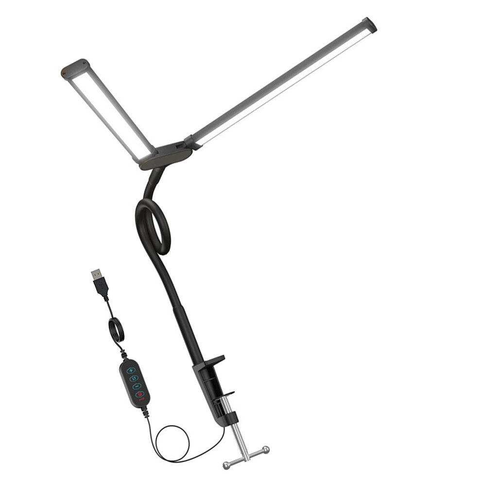 Clip On Led Task With Twin Goosenecks Reading Lamp, 10 Brightness Levels, For Makeup And Photography Light 9016109526199