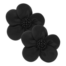 2Stk Seidenblumen Blumenapplikationen Für Kleidung DIY Schwarz