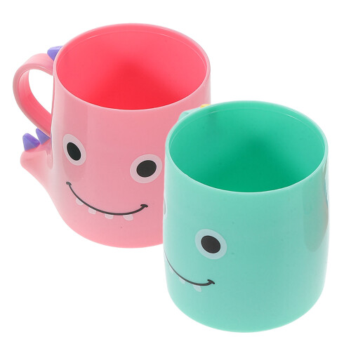 2 tazas plástico dibujos para cepillo