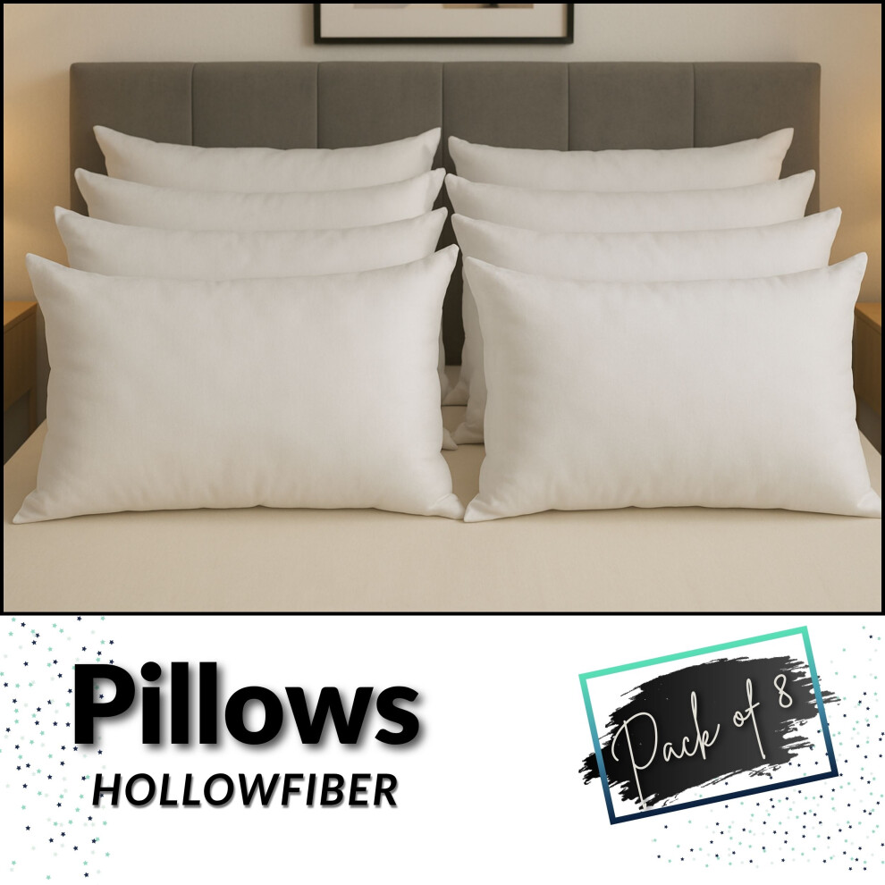 Chilimilii (Hollowfiber Pillows(Pack Of 8)) Pillows Hollowfiber Filled Bounce Back Hotel Quality Anti Allergenic Pack Of 2,4,6,8