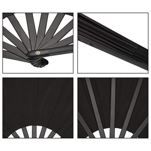 Vouwbare Fan Handbediend Zwart 1 Set 1