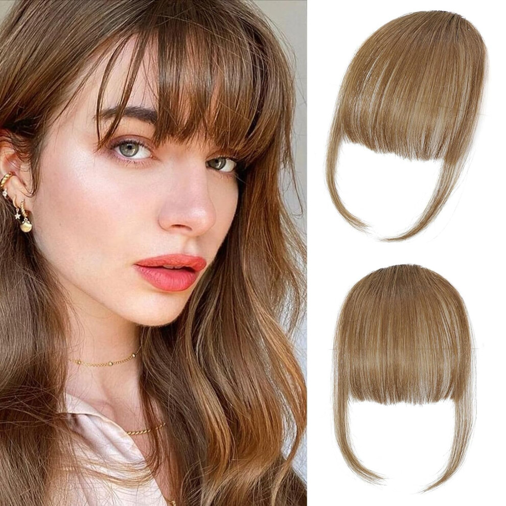 Unisex Clip In Bangs 100% Human Hair Clip In Extensions Blonde Curved Bangs With Temples Hairpieces For Women Daily Wear