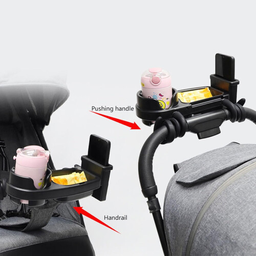 Multipurpose Infant Strollers Accessory 3-In-1 Baby Strollers Eating Tray With Partition Compartments Feeding Table 1