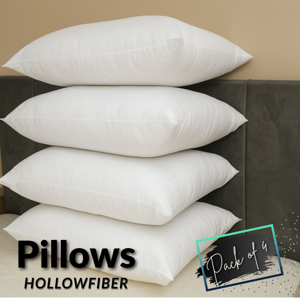 Chilimilii (Pack Of 4) Pillows Hollowfiber Filled Bounce Back Hotel Quality Anti Allergenic Pack Of 2,4,6,8