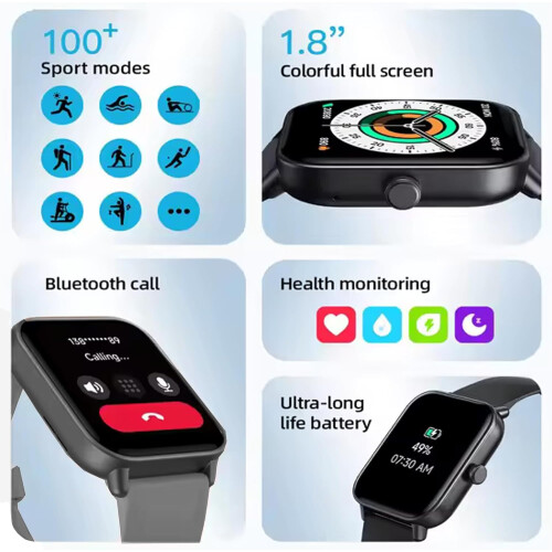 HD Smart Watch Bluetooth Fitness Tracker Black 2