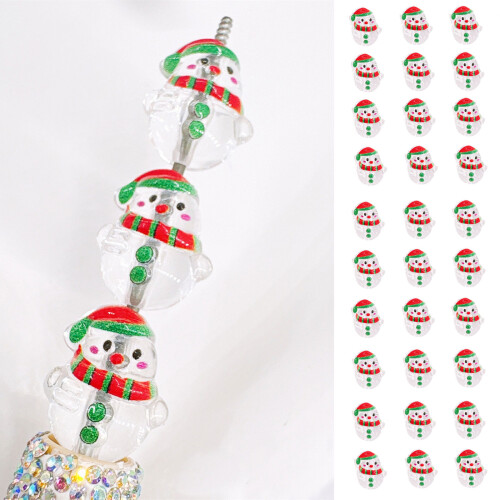 100 Stück Weihnachts-Schneemann-Charm-Perlen, klare-A 2