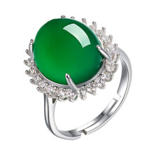 1Stk Kupferring Damen Grün Achat Eleganter Modeschmuck