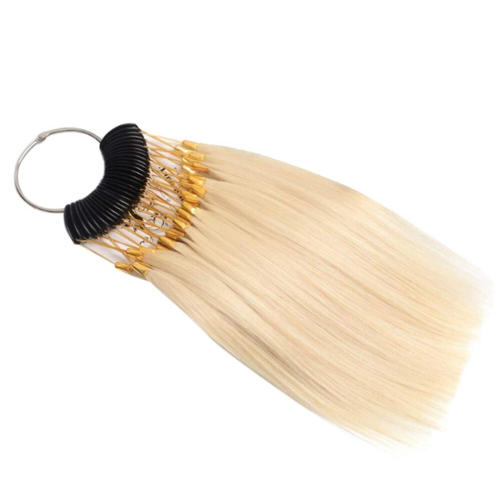 Hair Swatches For Testing Color Real Human Hair Color Sample Rings With Gold Buckles 30 Strands Per Set Beige 10 Degree