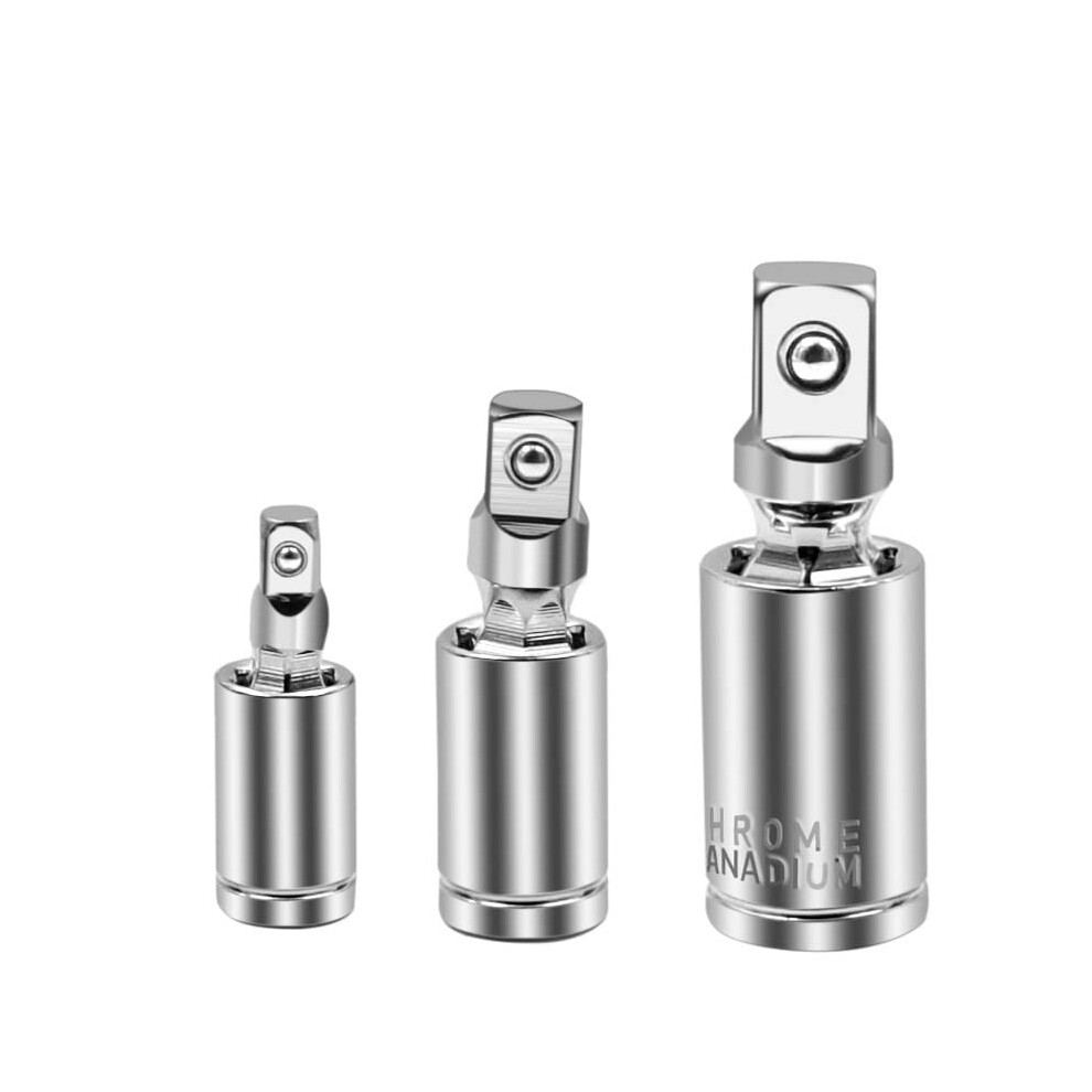 3Pcs 1/4" 3/8" 1/2" Universal Joint Set Ratchet Extension Bar Socket Adapter Manual And Pneumatic Bendable Socket Tool 9016109527004