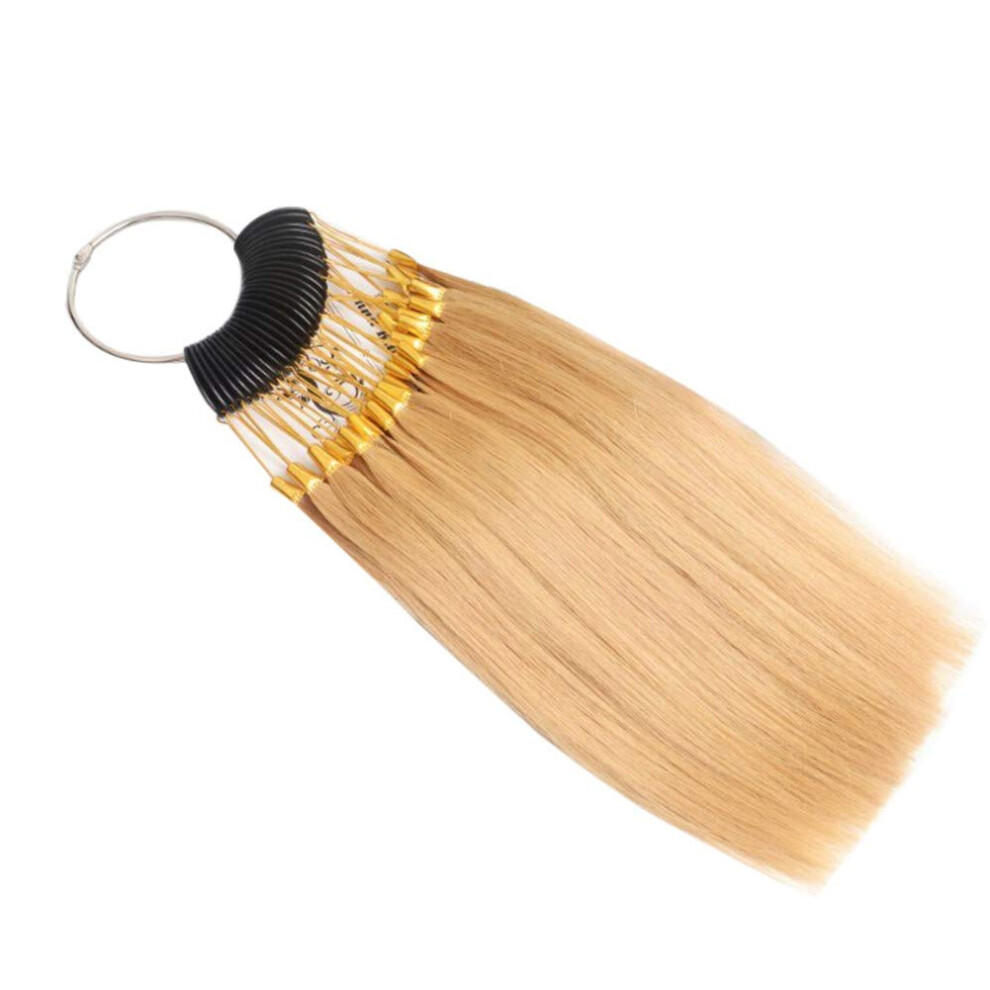 Hair Swatches For Testing Color Hair Color Sample Rings Real Human Hair With Gold-Silver Buckles 30 Strands Per Set Platinum Gold 9 Degree