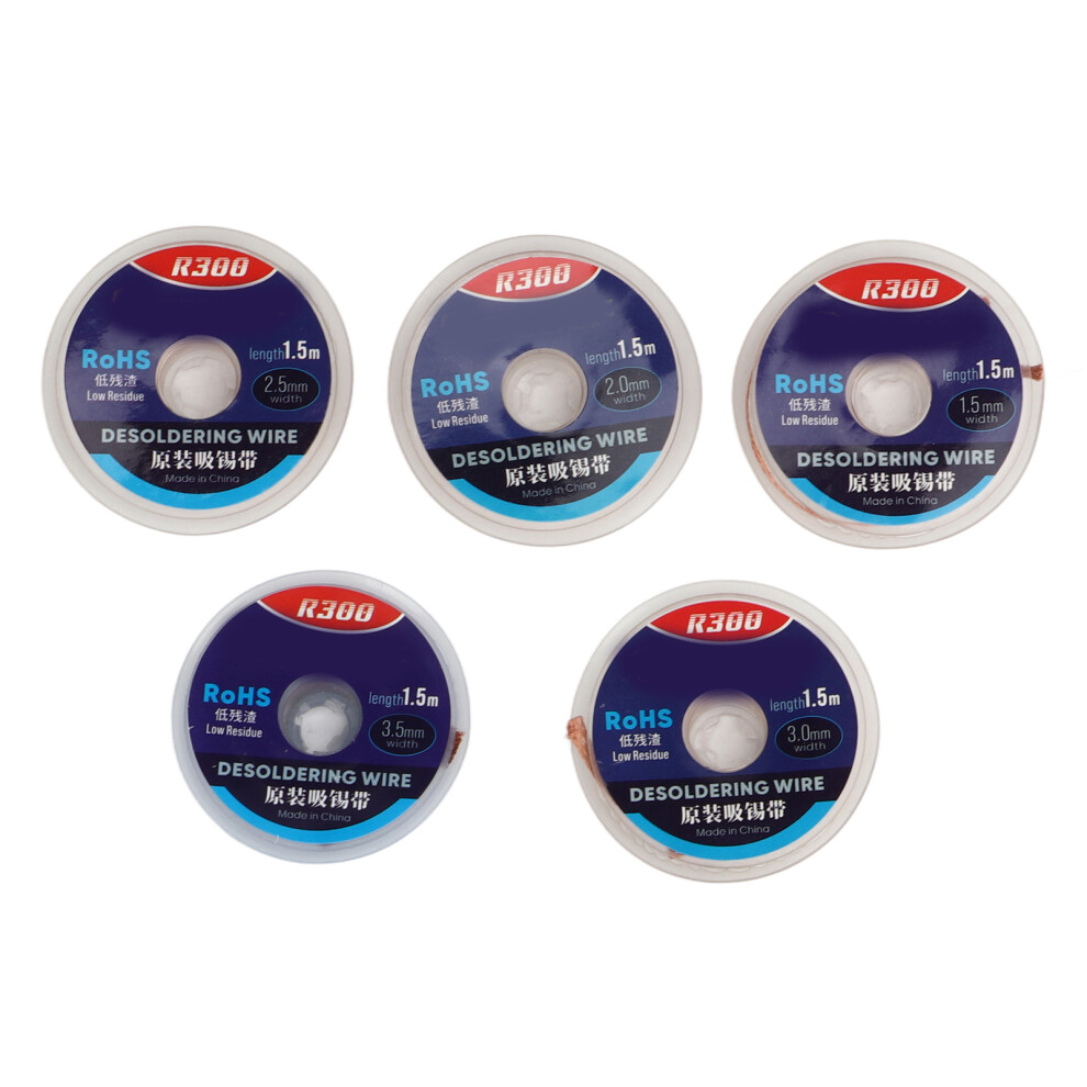 5Pcs Soldering Wire Low Residue Copper Desoldering Wick 1.5M 323163325736