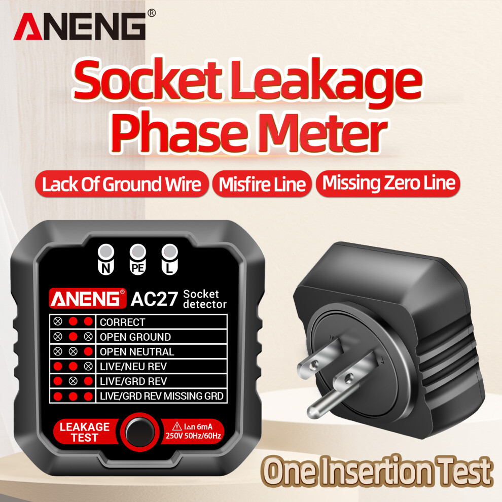 Aneng Outlet Tester 250V Fast Detection Socket Tester Automatic 323163325842