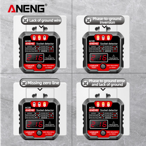 ANENG Steckdosenprüfer 250V LCD Polarisationscheck 1