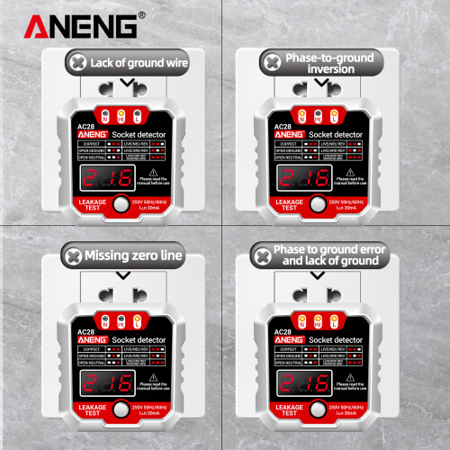 ANENG Steckdosenprüfer 250V LCD Polarisationsprüfung 1