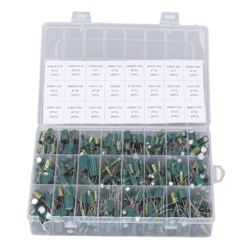 460-tlg. Elektrolytkondensator-Set 6,3V-50V Grün