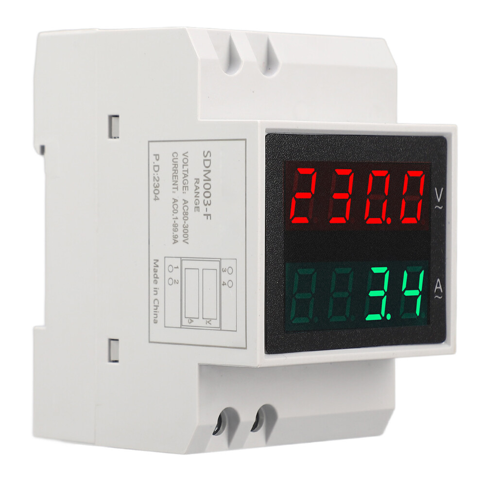 4 Digit Voltmeter Ammeter Din Rail Mount 0.1-99.9A Ac80-300V 323163320212