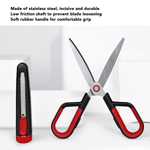 Stainless Steel Retractable Box Cutter with Scissors 2