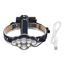 Wiederaufladbare Stirnlampe, 8 LED, hell, IPX4 wasserdicht