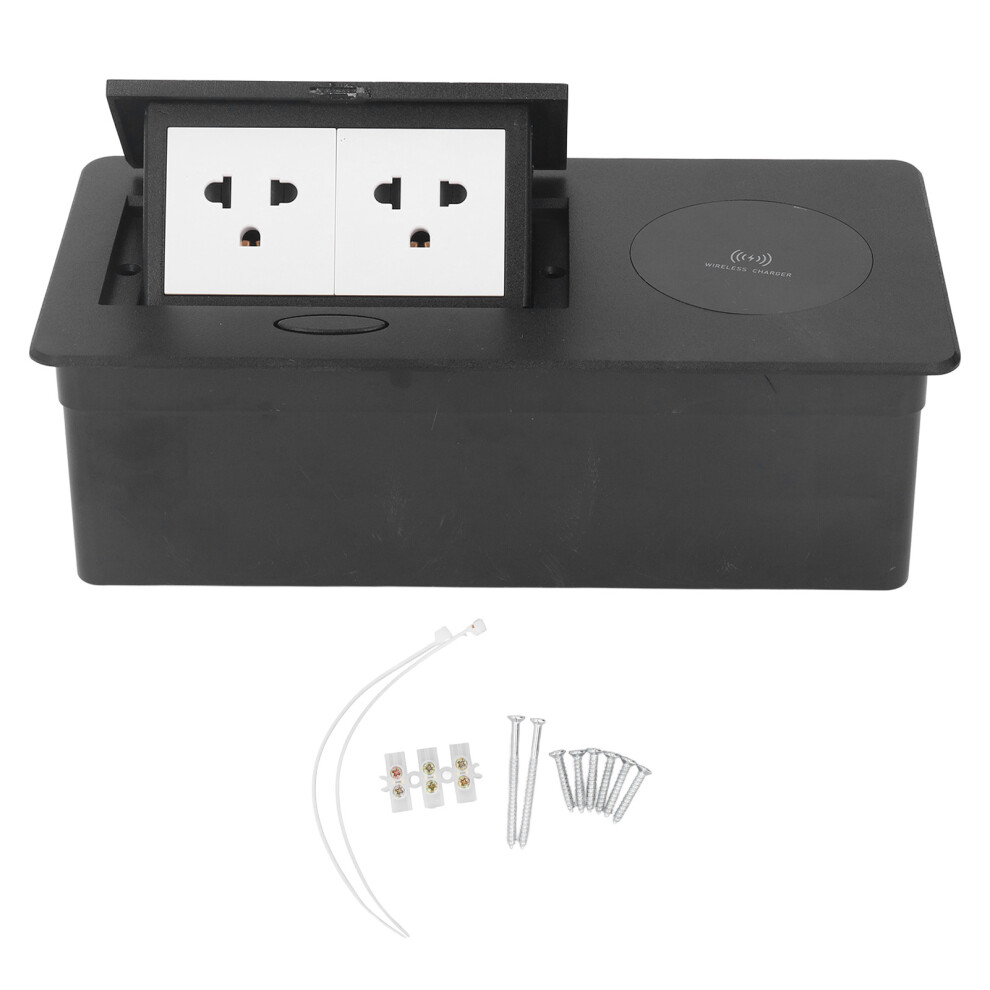 Desktop Socket Concealed Power Strip 3 Outlet Wireless Charging 15A 323163320786