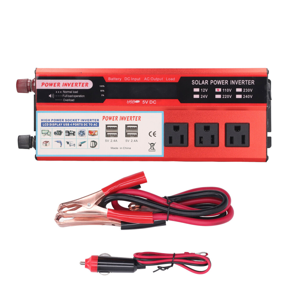 (24V) 2000W Modified Sine Wave Car Inverter 4 Usb 3 Outlets Lcd Display 323163320861
