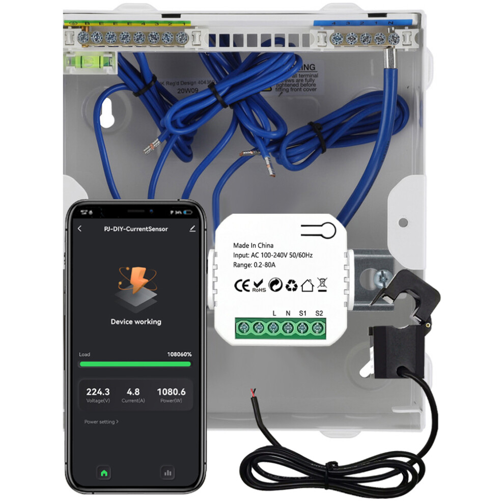 Tuya Wifi Energy Meter 80A Clamp Kwh Monitor Alexa Control 323163329260