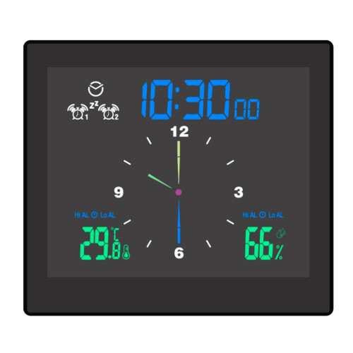 Waterproof Digital Clock Thermometer Hygrometer LCD Dual Alarms
