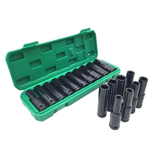 10 Pcs 1/2 Socket Set 10mm-24mm Hex Electric Wrench Impact Set