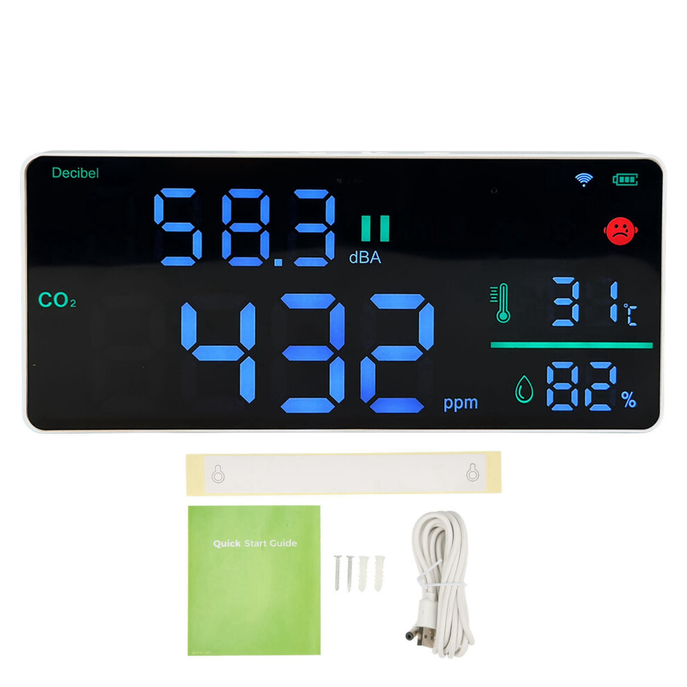 Co2 Monitor 11In 4In1 Digital Sound Level Meter Thermometer Hygrometer 323163334592