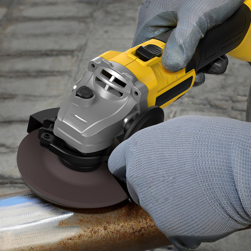 20V Brushless 4.5" Angle Grinder 4.0Ah Fast Charger Metal Wheel Yellow 323163324814