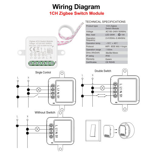 Zigbee Smart Switch 1CH 2-Way Alexa