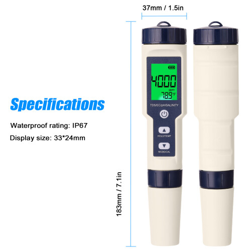 5-in-1-Messgerät pH/EC/TDS/Salzgehalt/Thermometer 2
